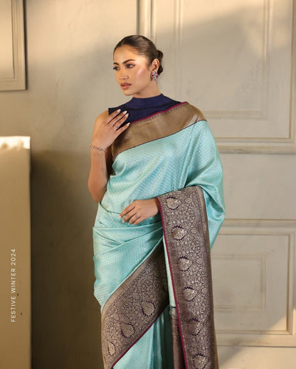 Regal Banarasi Soft Silk Saree With Minimal Grace & Striking Tone