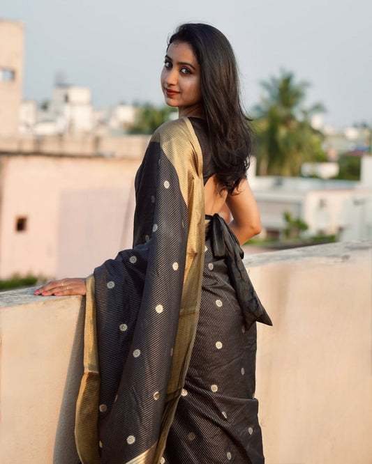 Banarasi Soft Silk Saree With Minimal Design & Rich Tone