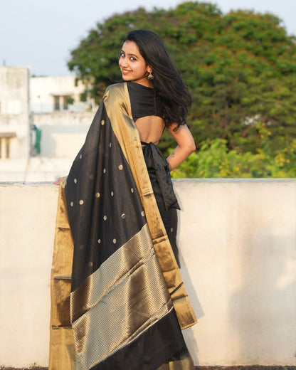 Banarasi Soft Silk Saree With Minimal Design & Rich Tone