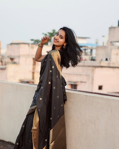Banarasi Soft Silk Saree With Minimal Design & Rich Tone
