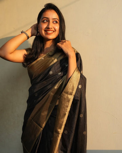 Banarasi Soft Silk Saree With Minimal Design & Rich Tone