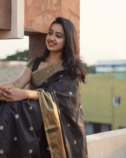 Banarasi Soft Silk Saree With Minimal Design & Rich Tone