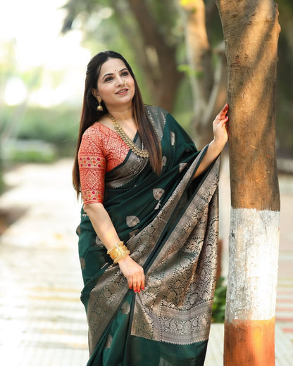 Banarasi Soft Silk Saree With Minimal Weave & Classic Charm