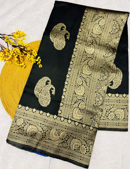 Banarasi Soft Silk Saree With Minimal Elegance & Refined Weave