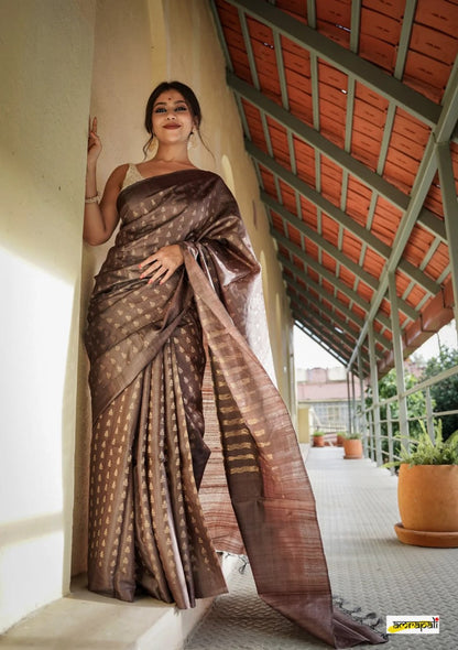Magenta Banarasi Soft Silk Saree with Zari Butta Motifs