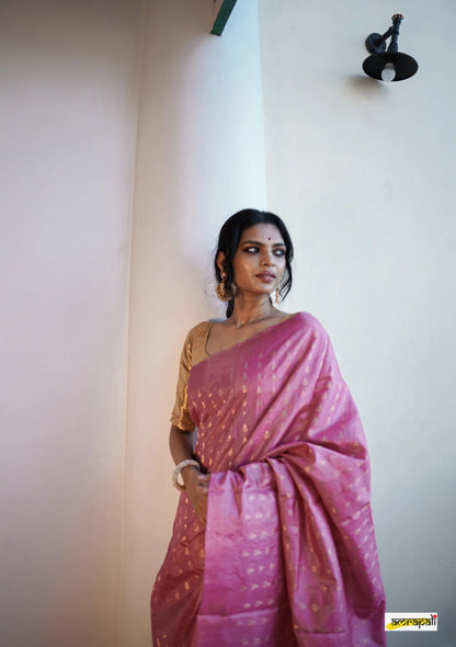 Magenta Banarasi Soft Silk Saree with Zari Butta Motifs