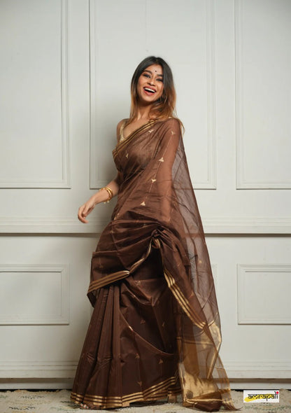 Yellow Soft Cotton Saree with Subtle Weaving & Golden Border