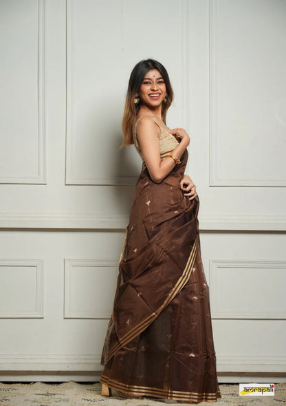 Yellow Soft Cotton Saree with Subtle Weaving & Golden Border