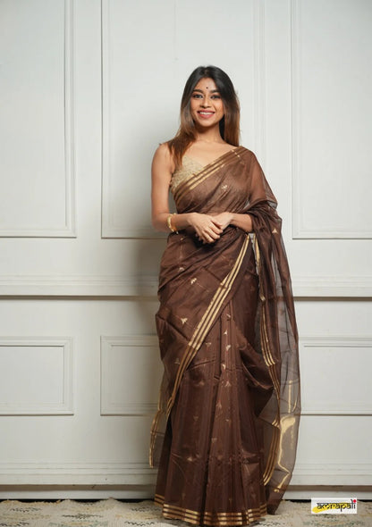 Yellow Soft Cotton Saree with Subtle Weaving & Golden Border