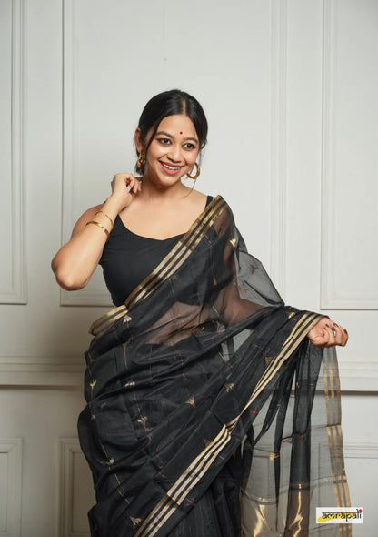 Yellow Soft Cotton Saree with Subtle Weaving & Golden Border