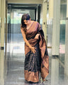 Black Banarasi Soft Silk Saree with Copper Zari Weaving