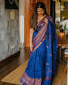 Royal Blue Banarasi Soft Silk Saree with Copper Zari Weaving
