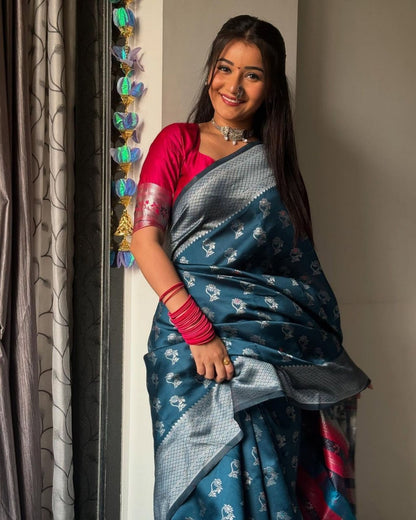 Maroon Banarasi Soft Silk Saree with Gold Zari Border