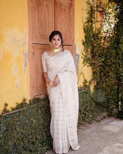 Royal Ivory Banarasi Saree for Timeless Beauty