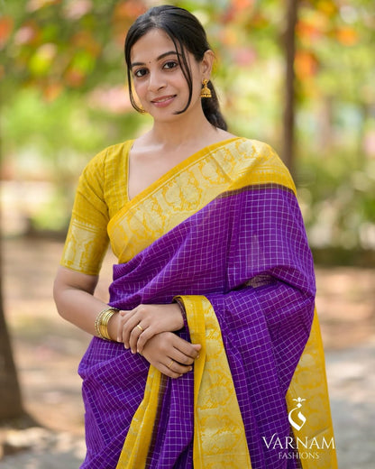 Contrast Border Cotton Silk Saree – Perfect for Weddings, Pujas & Festive Wear