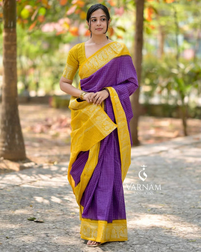 Contrast Border Cotton Silk Saree – Perfect for Weddings, Pujas & Festive Wear