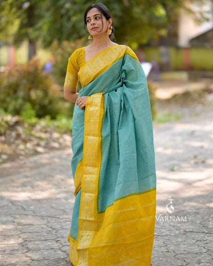 Contrast Border Cotton Silk Saree – Perfect for Weddings, Pujas & Festive Wear