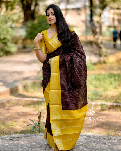 Contrast Border Cotton Silk Saree – Perfect for Weddings, Pujas & Festive Wear