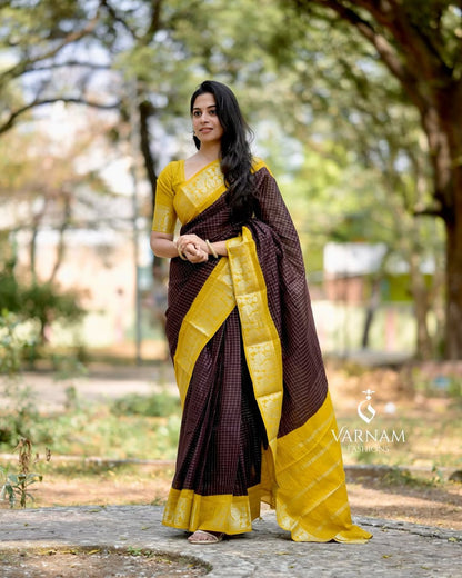 Contrast Border Cotton Silk Saree – Perfect for Weddings, Pujas & Festive Wear
