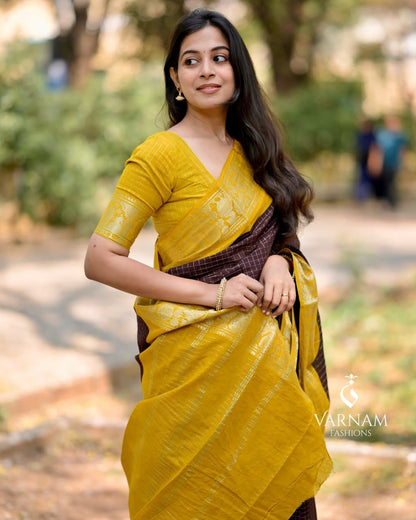 Contrast Border Cotton Silk Saree – Perfect for Weddings, Pujas & Festive Wear