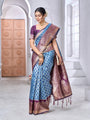 Sky Blue Banarasi Soft Silk Saree with Gold Zari Weaving