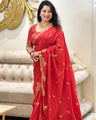 Regal Glow Banarasi Soft Silk Saree – Available in Scarlet Red & Royal Purple