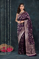 Royal Purple Banarasi Soft Silk Saree with Gold Zari Weaving
