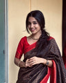 Black Banarasi Soft Silk Saree with Red Border & Gold Zari Weaving