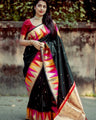 Black Banarasi Soft Silk Saree with Vibrant Zari Border
