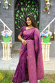 Purple Banarasi Soft Silk Saree with Copper Zari Weaving