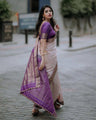 Elegant Light Pink & Purple Banarasi Soft Silk Saree with Gold Zari Weaving