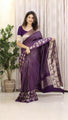 Royal Purple Banarasi Soft Silk Saree with Gold & Silver Zari Weaving