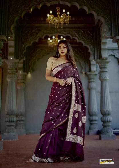 Blue Glow Banarasi Soft Silk Saree for Luxury Occasions