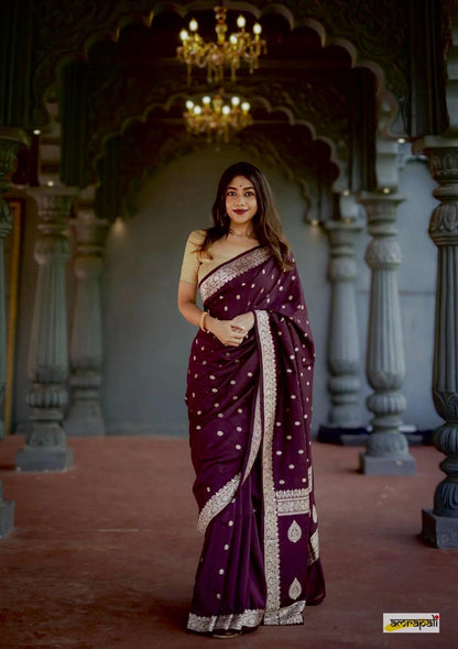 Blue Glow Banarasi Soft Silk Saree for Luxury Occasions