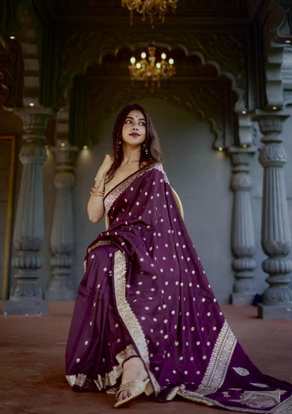 Blue Glow Banarasi Soft Silk Saree for Luxury Occasions