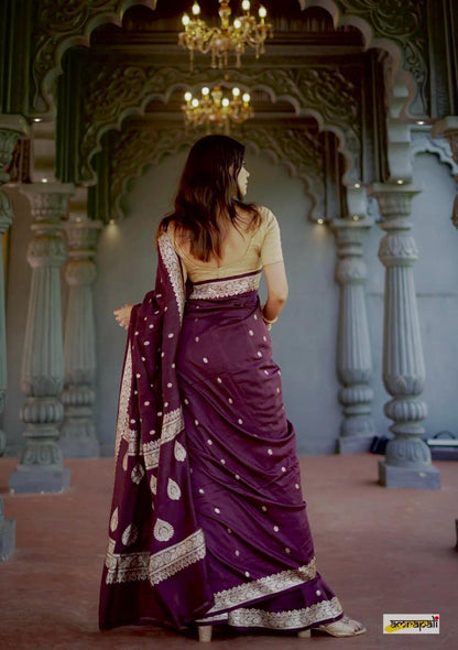 Blue Glow Banarasi Soft Silk Saree for Luxury Occasions