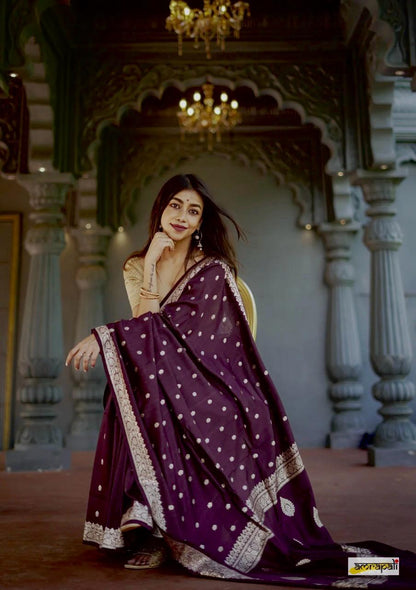 Blue Glow Banarasi Soft Silk Saree for Luxury Occasions