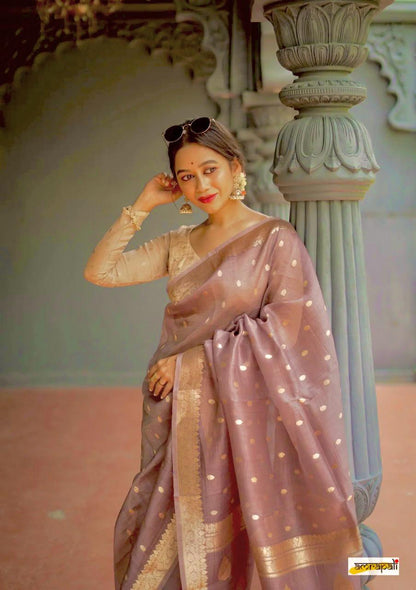 Blue Glow Banarasi Soft Silk Saree for Luxury Occasions