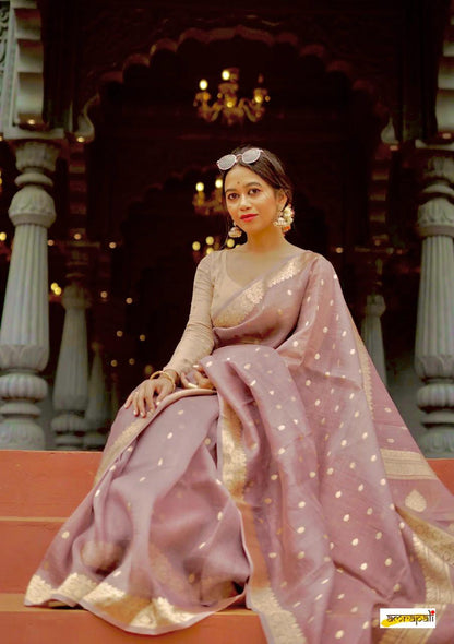 Blue Glow Banarasi Soft Silk Saree for Luxury Occasions