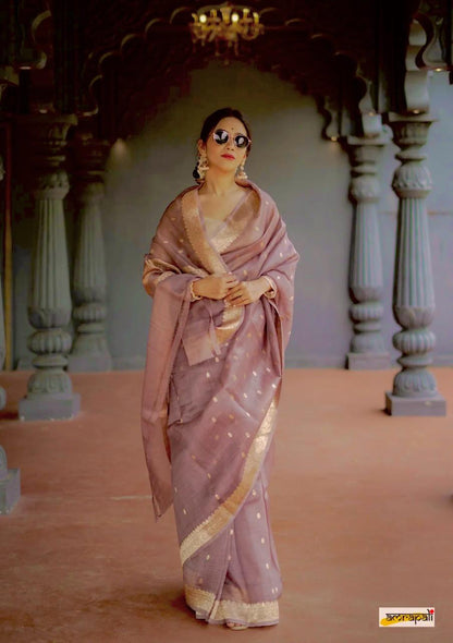 Blue Glow Banarasi Soft Silk Saree for Luxury Occasions