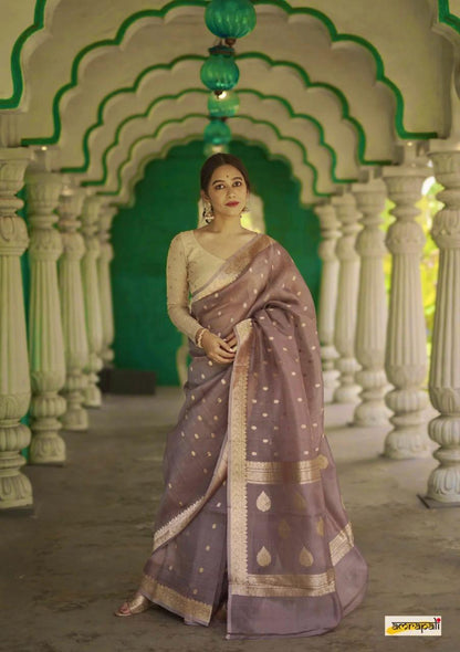 Blue Glow Banarasi Soft Silk Saree for Luxury Occasions