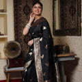 Black Banarasi Soft Silk Saree with Gold Zari Weaving