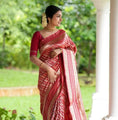 Red Banarasi Soft Silk Saree with Gold Zari Weaving
