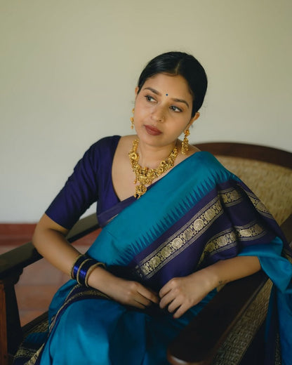 Royal Blue Banarasi Soft Silk Saree with Gold Zari Weaving