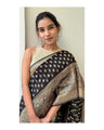 Elegant Black Banarasi Soft Silk Saree with Gold Zari Weaving