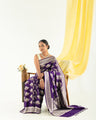 Royal Violet Banarasi Soft Silk Saree with Gold Zari Weaving