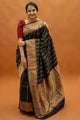 Classic Black Banarasi Soft Silk Saree with Golden Zari Border for Festive Wear