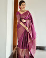 Magenta Muse Banarasi Soft Silk Saree with Subtle Golden Zari Detailing