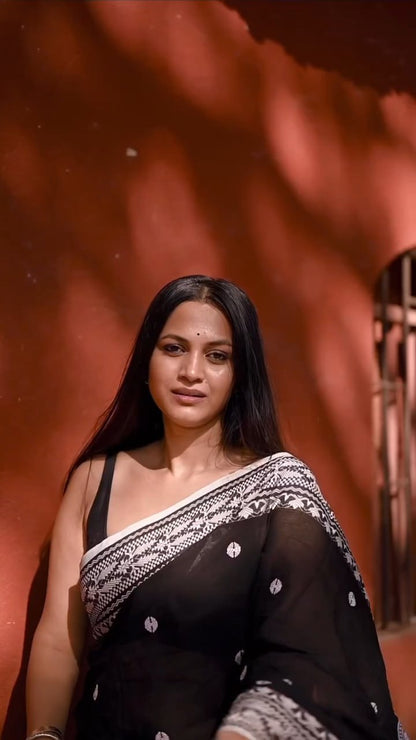 Midnight Charm Banarasi Soft Silk Saree