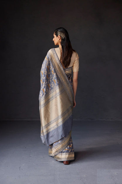 Aaryahi Panthera Banarasi Soft Silk Saree – Heritage Animal Motif Weave